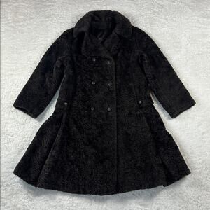 Vintage 60s Bagoao Sportowne brown faux fur mod drop waist coat, med